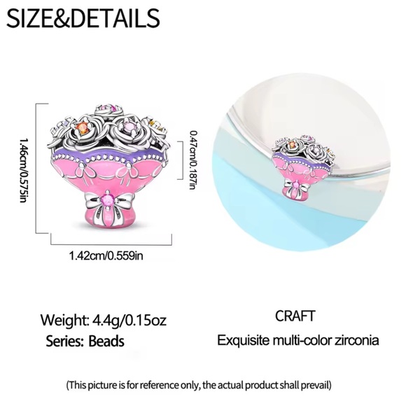 ๐ S925 Sterling Silver Bouquet Charm - Picture 2 of 8